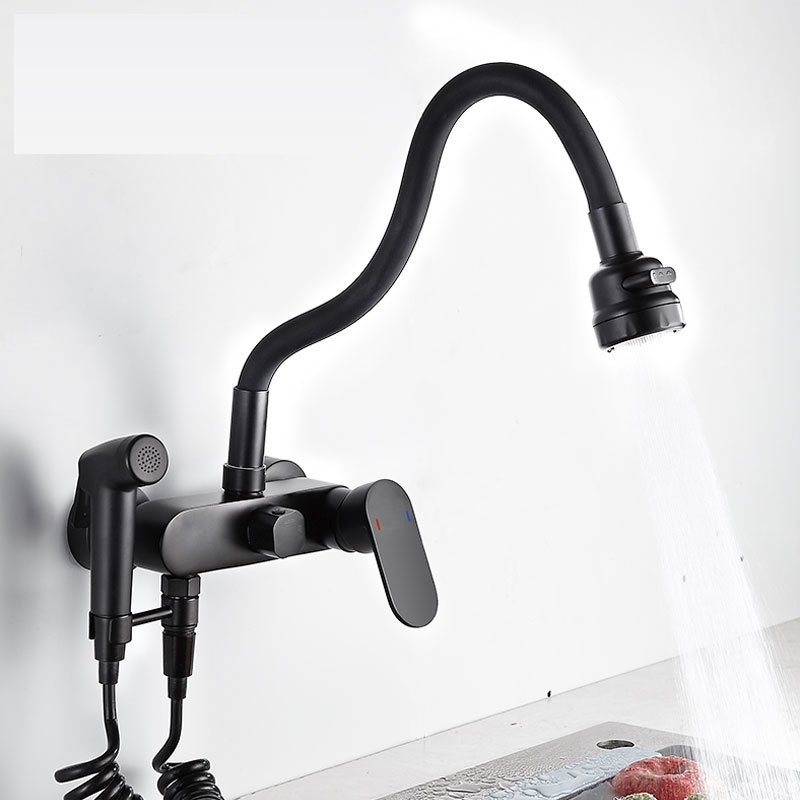 New designed SS304 black color 3 function with flexible black hose and bidet spray kitchen faucet