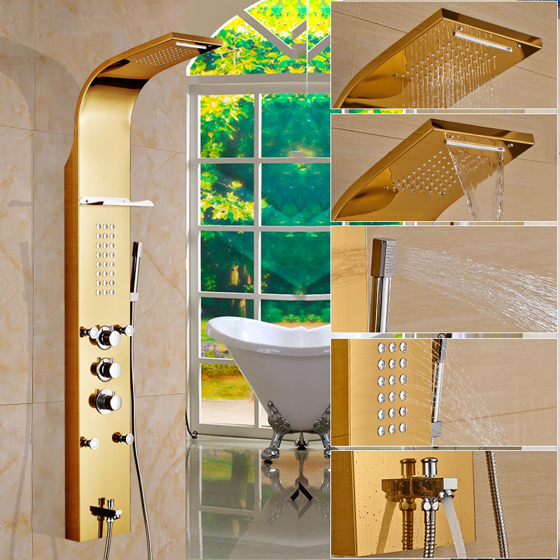 304 stainless steel shower screen thermostatic shower set wall mounted all copper faucet shower