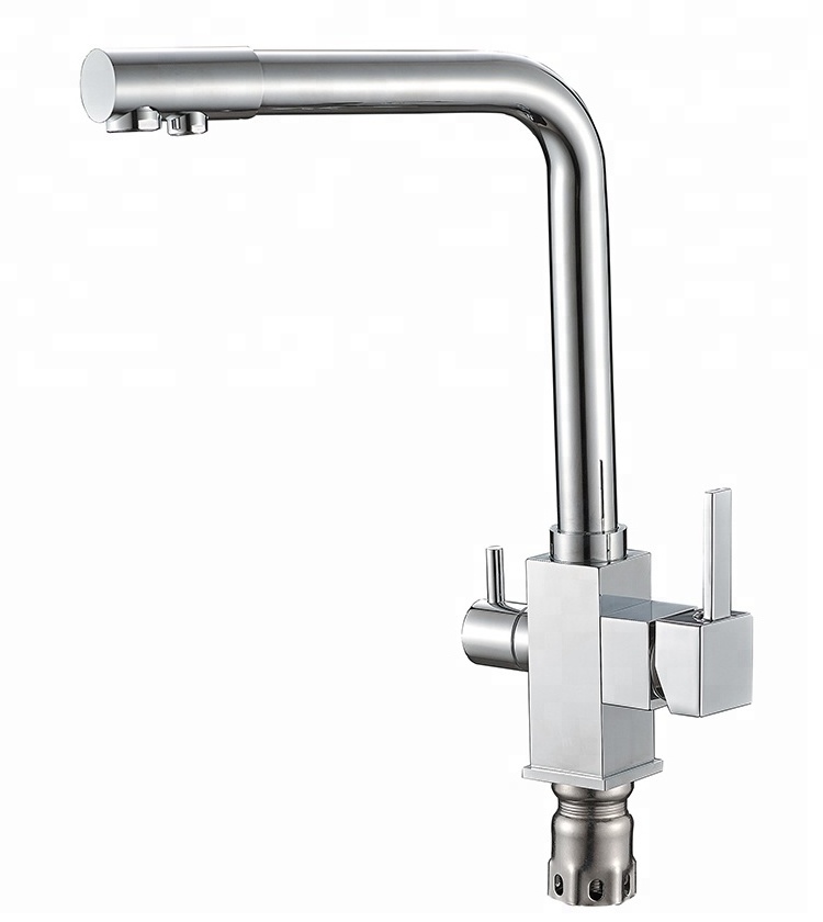 high quality chrome 3 way plated brass square clean drinking commercial glass water faucet