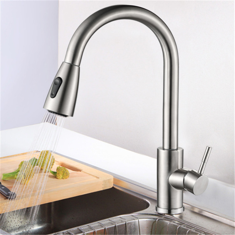 High Quality stainless steel SS 304 body  brush pull out  kitchen faucet