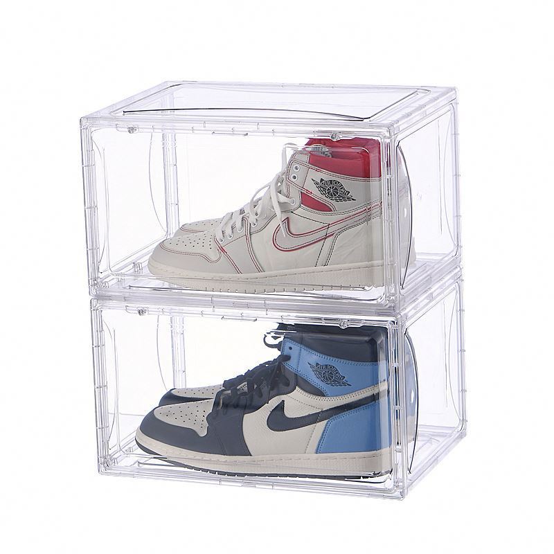 spring sign transparent acrylic clear magnetic shoe box airtight display stackable