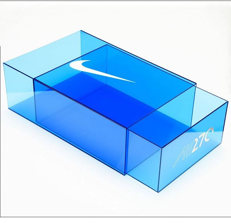 Spring Sign Custom Logo Printing Acrylic Shoe Box with Drawer Acrylic Sneaker Collection Box