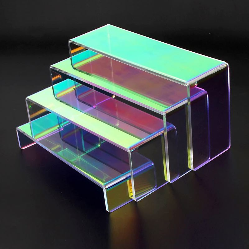 Spring Sign hot selling white iridescent acrylic step ring organizer 2 step display shelf riser stand clear food risers