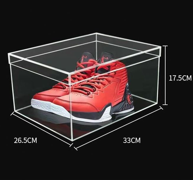 transparent front drop  acrylic sneaker shoe box boy storage acryl shoe display box