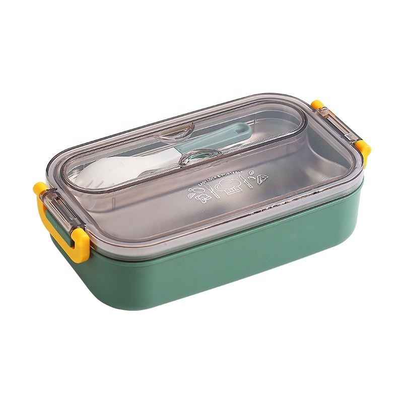 2023 Best Single layer stainless steel inner liner lunch box with spoon leakproof food container children's lunchbox