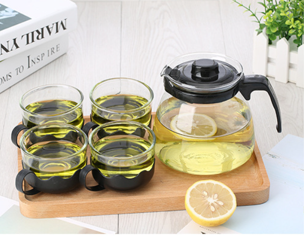 Gift Heat Resistant Plastic Handle Glass cup Glass Teapot Tea Pot With Stainless Steel Infuser