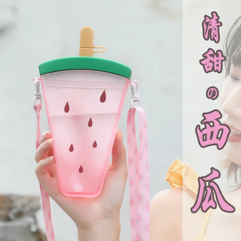 320ml Summer Cute Watermelon Shaped Children's Water Bottle Portable Outdoor Camping Water Bottle Reusable Popsicle Shaped Cup