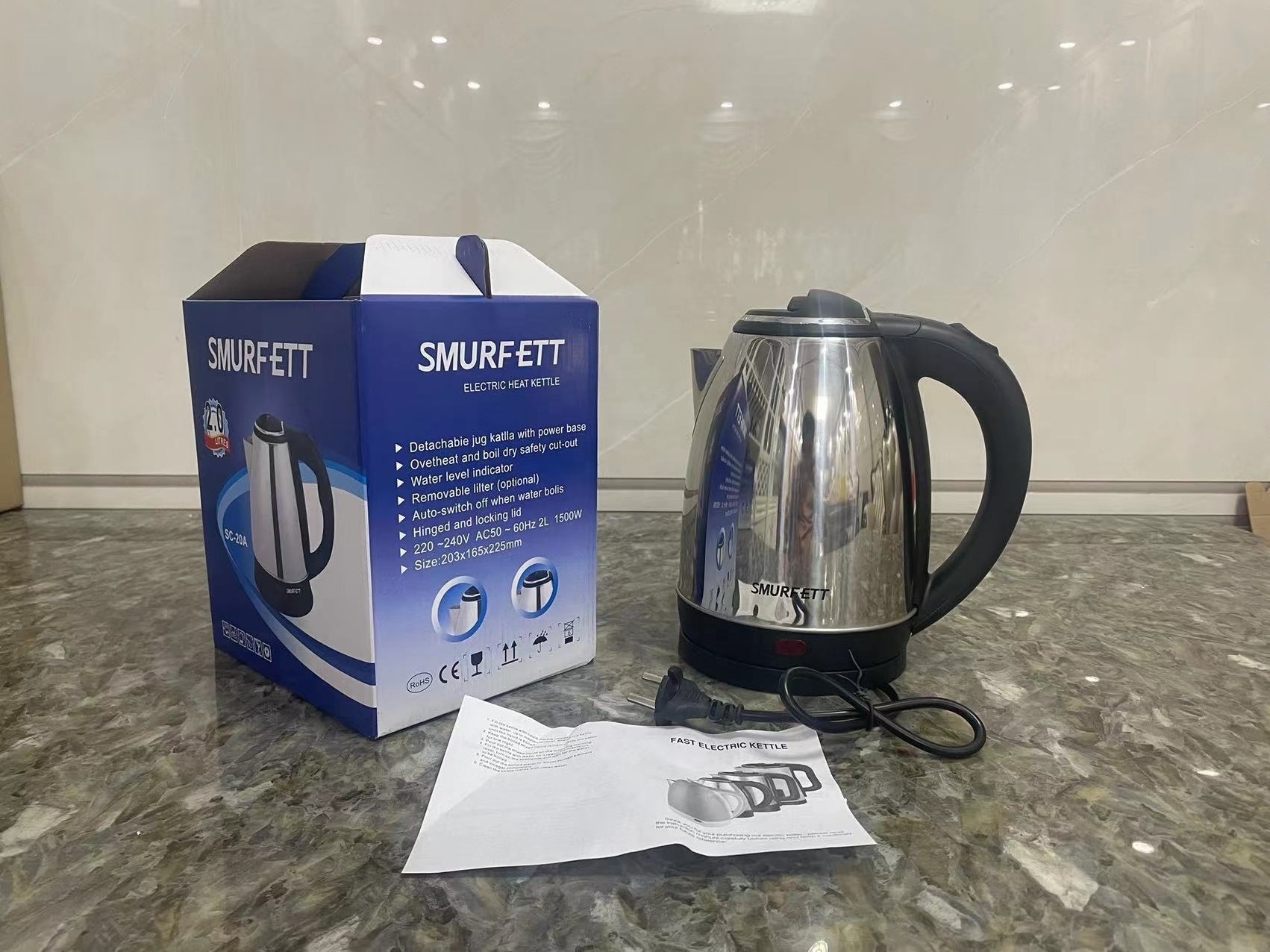 Hot Selling 2L Electric Kettle Portable  Stainless Steel Kettle Household convenient Small Fast Water Heater Kettle