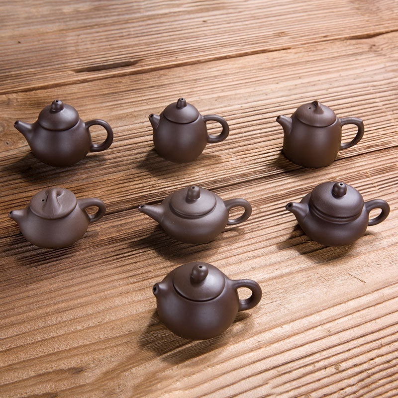 Pottery Mini purple sand little teapot  playable fingertip pot tea ornaments tea carve kung fu ceramic tea teaware accessories