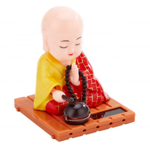 shook his head car  ornaments little novice buddha creative  doll Solar young monk for home car decor blue red yellow color