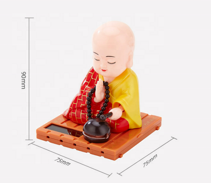 shook his head car  ornaments little novice buddha creative  doll Solar young monk for home car decor blue red yellow color