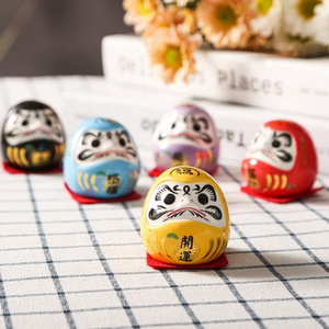 Japanese bodhidharma mini cute Hot Porcelain little figurine gift ceramic Fortune Lucky cat tiny Daruma Dolls for Car 1.5 inches