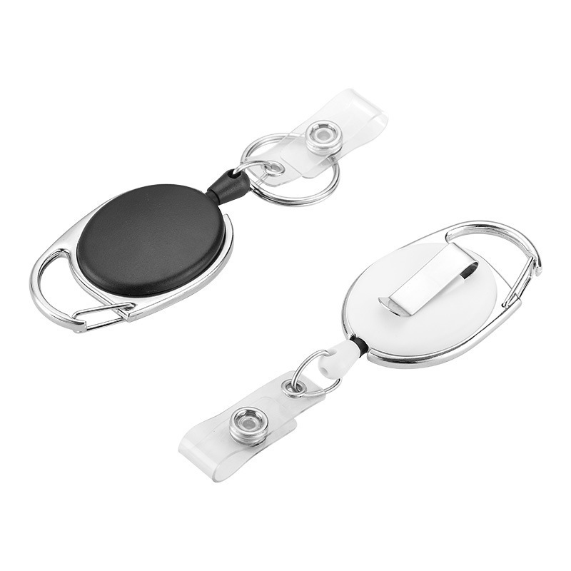 P004 Oval Retractable Badge Holder with Bulk ID Card Key Holder Carabiner Reel Clip for Office Work Employee