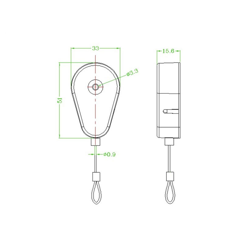 Auto Retractable Cable Lock Oval Double-sided Adhesive Anti-theft Anti-lost Pull Box for Remote Control Security