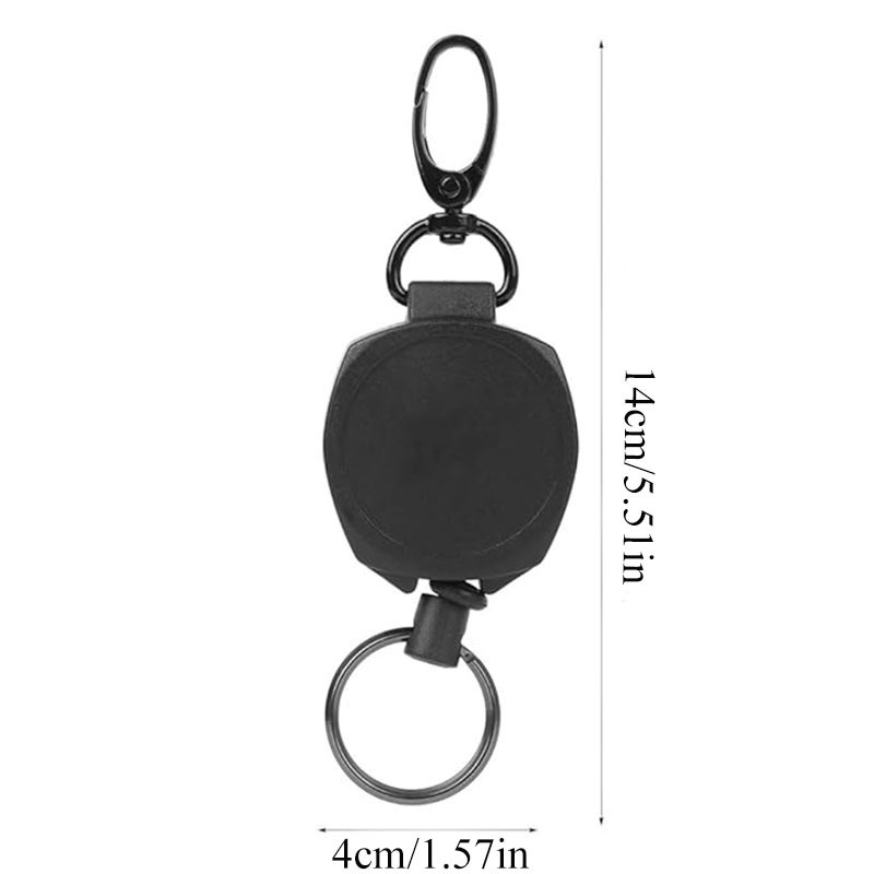 P-027 Anti-Theft Keychain Stretchy Plastic Keychain Retractable Lanyard with 24.4in Steel Cord Keychain with Hook and Key Ring