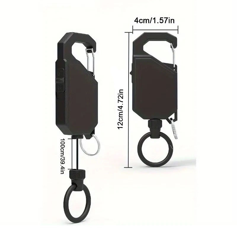 100Cm Retractable Keychain Easy-to-Pull Nylon Rope Keyholder Heavy Duty Metal String for Women with Clip Hook Telescoping