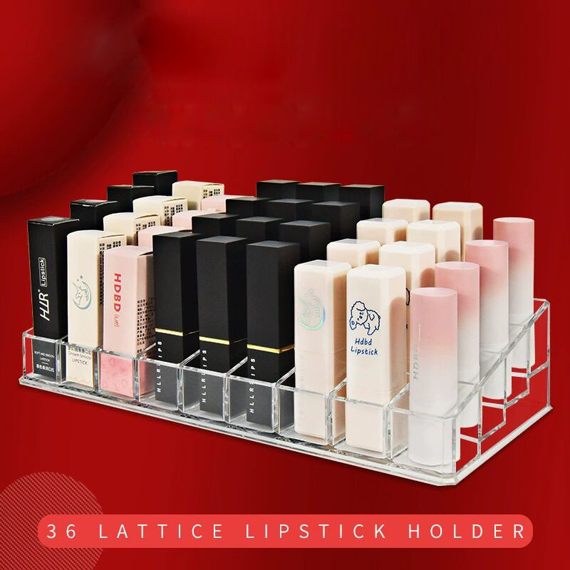 Clear Acrylic Desktop Dust-proof Makeup Organizer Lip Gloss Stand Lipsticks Organizer Box for  36 GRID LIPSTICK HOLDER