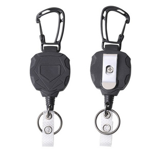 P-020 Retractable Keychain Belt Clip Key Automatic Rebound Heavy Duty Carabiner for Camping