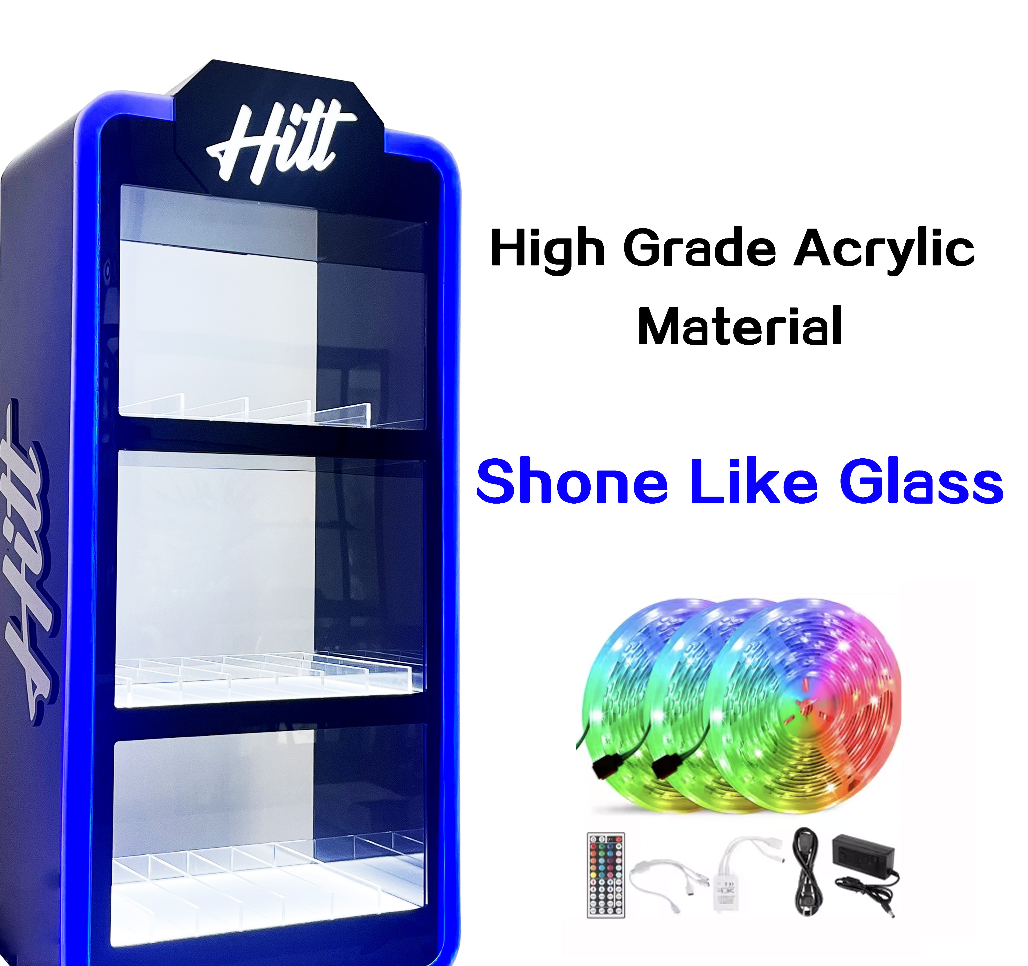 Free Sample Smoke Shop Display Acrylic Display Stands Counter Rgb Led Lighted Tobacco Cigarette Display Cabinet