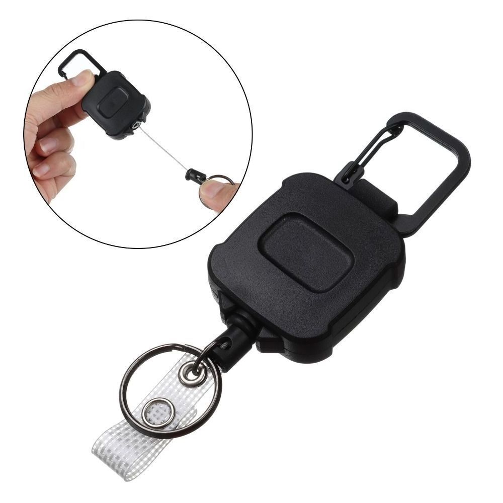 P-026 Retractable Keychain Badge Reel Clip Nurses Students Doctors ID Card Name Badge Holder Heavy Duty Steel Wire Keyring