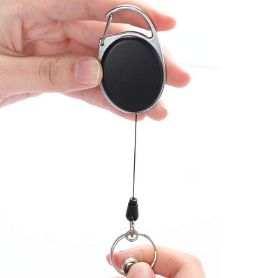 P004 Oval Retractable Badge Holder with Bulk ID Card Key Holder Carabiner Reel Clip for Office Work Employee