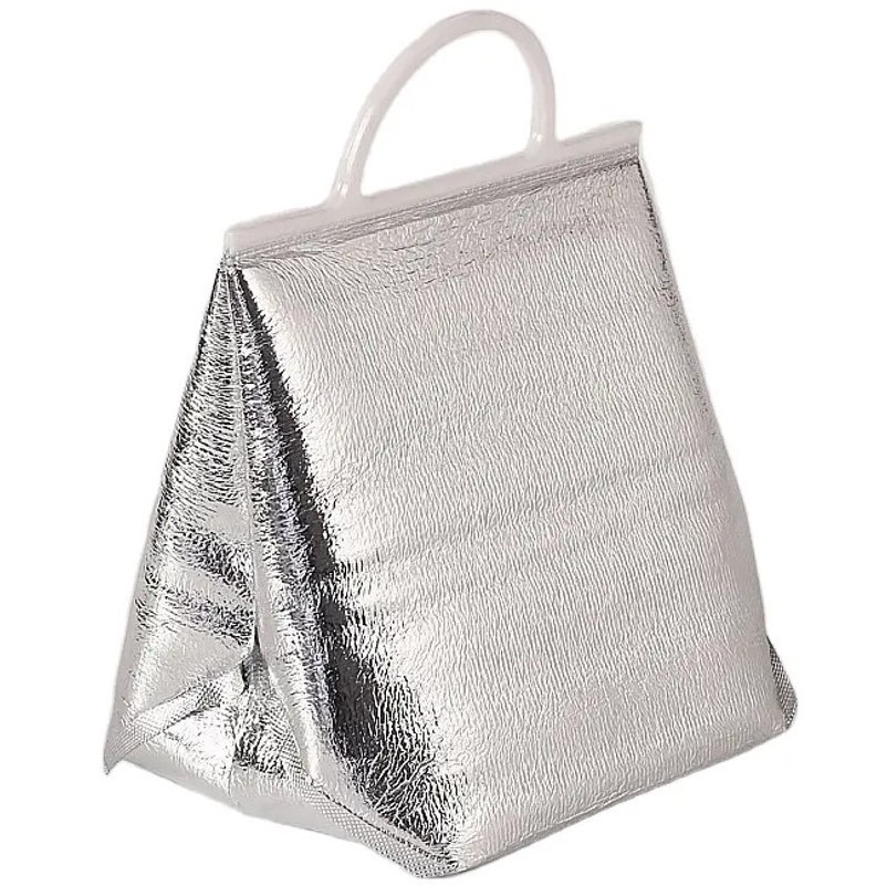 Aluminum Foil Insulated Tote Bags with plastic handle reusable cooler and thermal bag for food carry