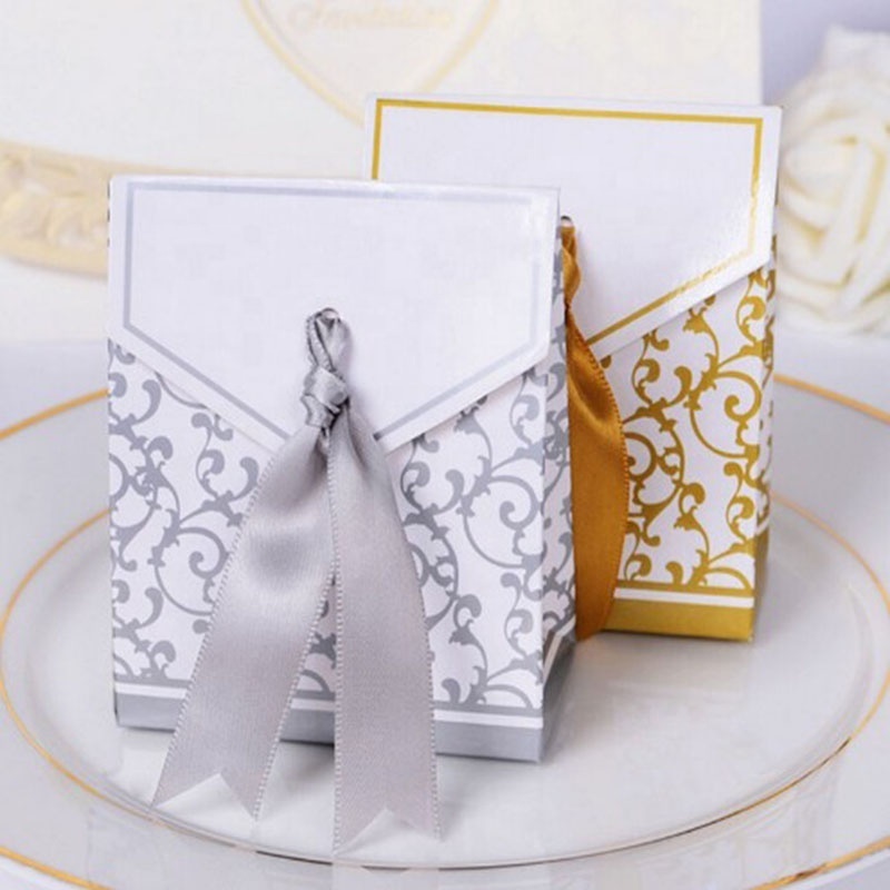 Gold Silver Paper Gift Box Packaging Party Candy Sweet Favor Box For Wedding Guests