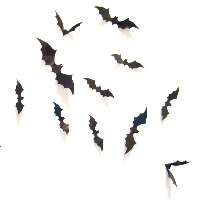 12PCS/Set Halloween Bat Wall Decor 3D PVC Party Supplies Home Fridge Decorations