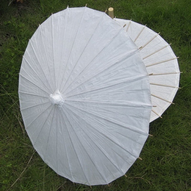 84cm Plain White Chinese Wedding Paper Umbrella Paper Parasols