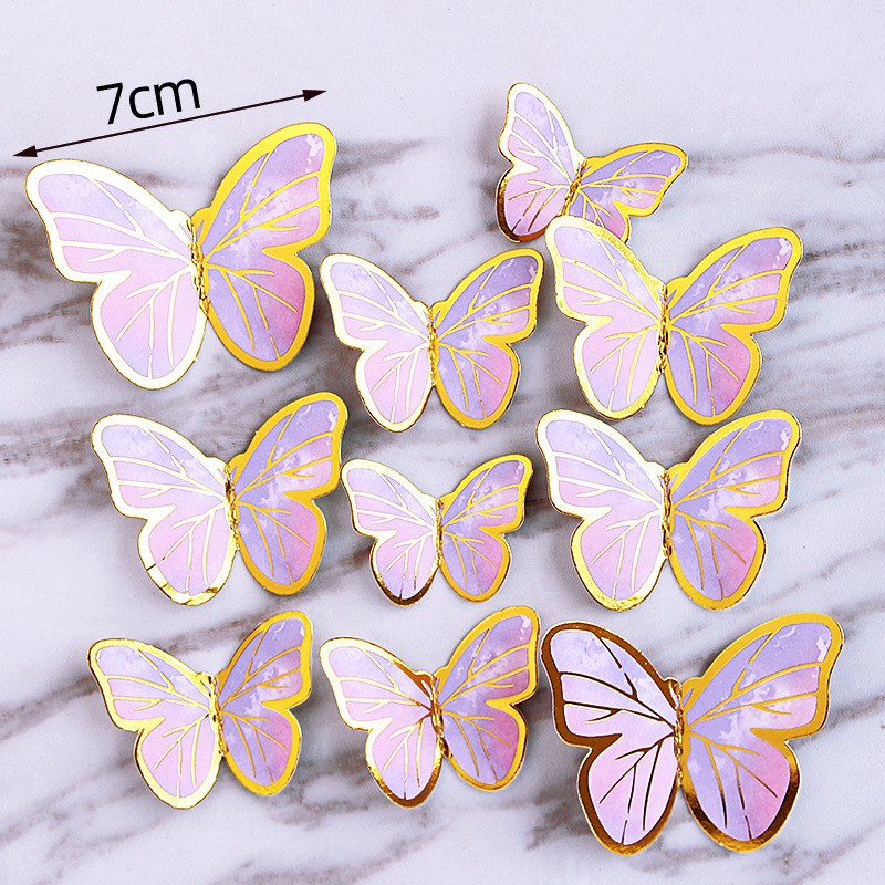 (10pcs/set) Wedding Birthday Party Cake Decoration Gold Butterfly Cake Toppers