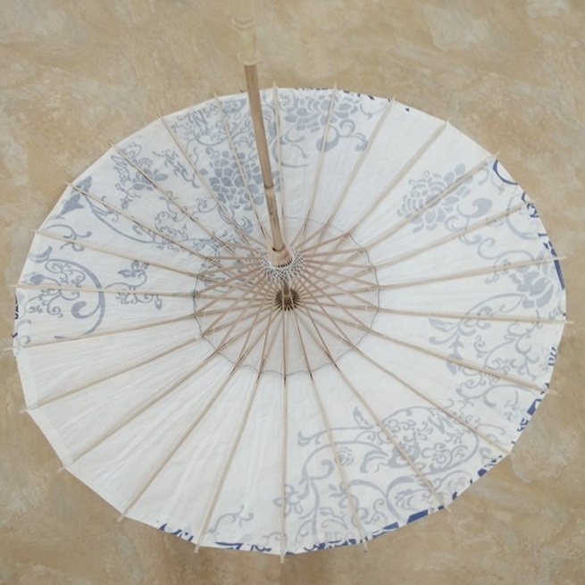 Blue And White Porcelain Chinese Paper Umbrellas Wedding Handmade Bamboo Parasol