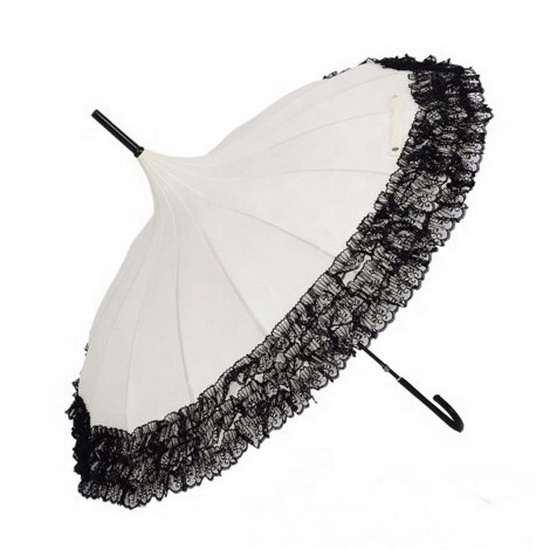 Colorful Fashion Pagoda Lace Umbrella Long Handle Outdoor Lady Sun Rain Parasol