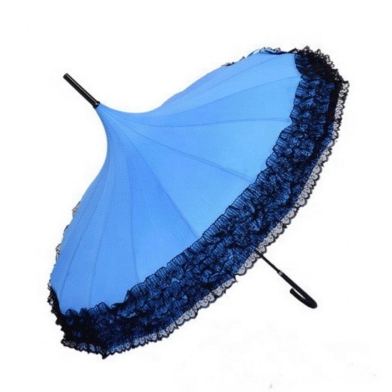 Colorful Fashion Pagoda Lace Umbrella Long Handle Outdoor Lady Sun Rain Parasol