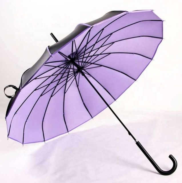 New Vinyl Pagoda Outdoor Umbrella Long Handle Lady Sun Parasol