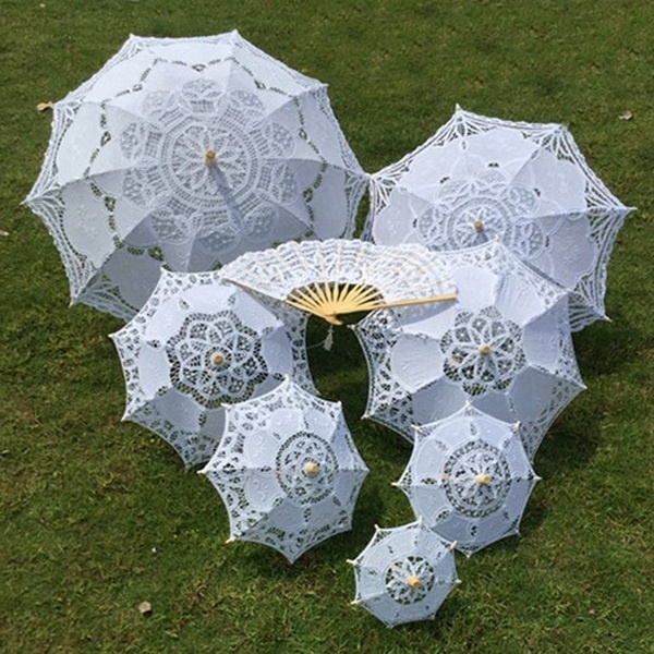 Battenburg Embroidery Cotton Lace Umbrellas Wedding Lady Parasol Gifts Photo Props