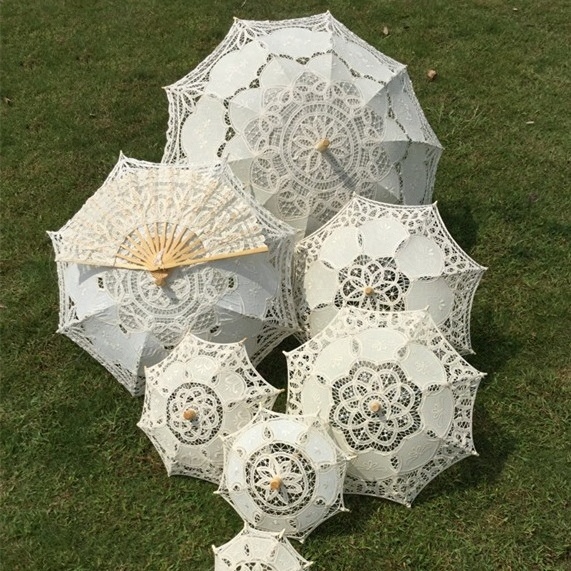 Battenburg Embroidery Cotton Lace Umbrellas Wedding Lady Parasol Gifts Photo Props