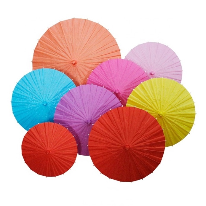 60cm/40cm/30cm/20cm Colorful DIY Mini Paper Parasol Umbrellas Small Kids School Gifts