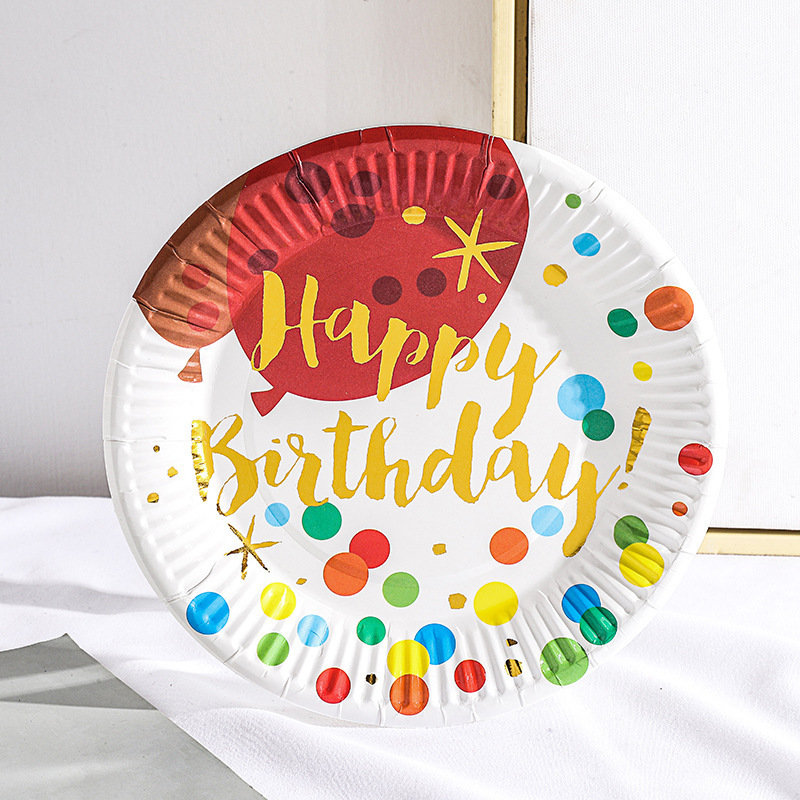 Wholesale Disposable Gold Dot Paper Plates Custom Party Plate Round 7 Inch Dessert Plate Dish