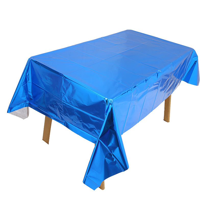 Hot Pink Plastic Foil Table Cloth Disposable Waterproof  Dining Table Cover for Banquet