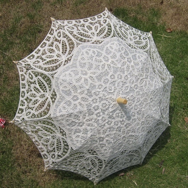 Battenburg Wedding Lace Umbrella Bridal Lady Cotton Parasol