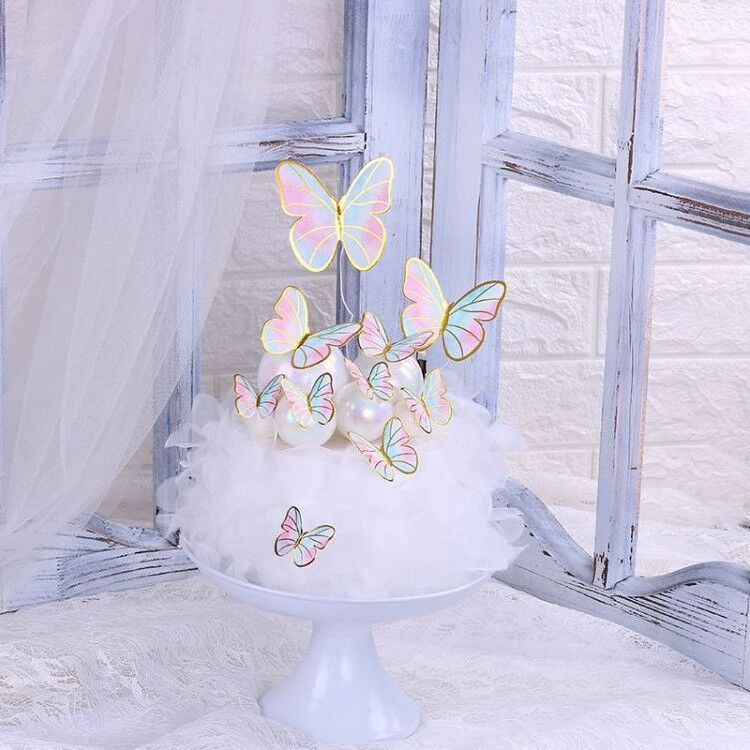 (10pcs/set) Wedding Birthday Party Cake Decoration Gold Butterfly Cake Toppers