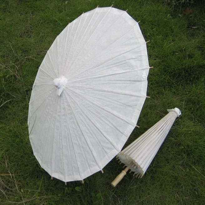 84cm Plain White Chinese Wedding Paper Umbrella Paper Parasols