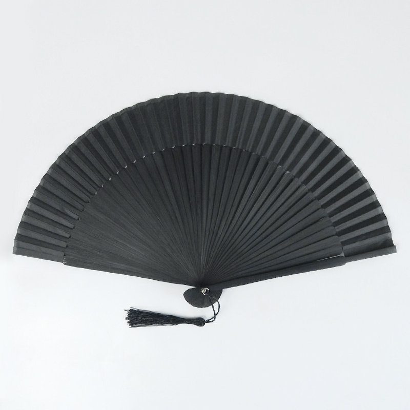 1PC/Pouch! Black Wedding Silk Chinese Bamboo Fan Hand Fan For Gifts