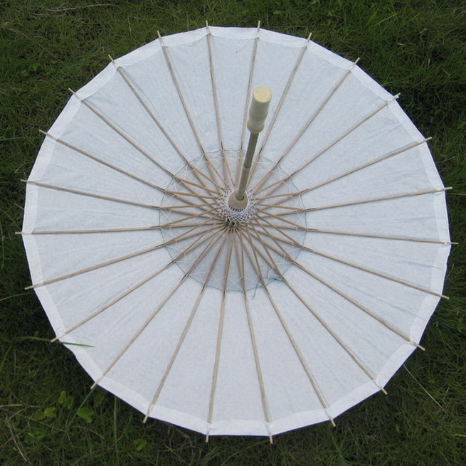 84cm Plain White Chinese Wedding Paper Umbrella Paper Parasols