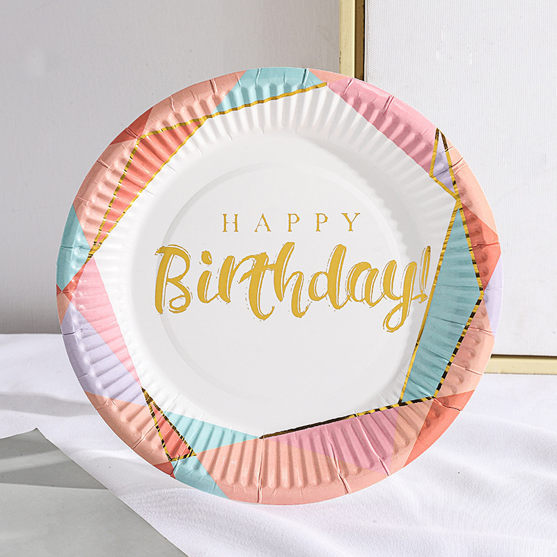 Wholesale Disposable Gold Dot Paper Plates Custom Party Plate Round 7 Inch Dessert Plate Dish