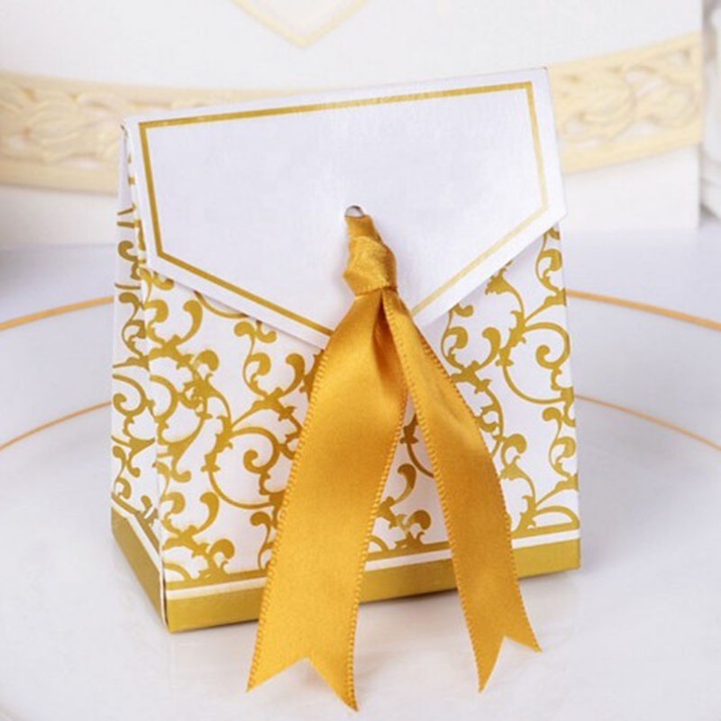 Gold Silver Paper Gift Box Packaging Party Candy Sweet Favor Box For Wedding Guests