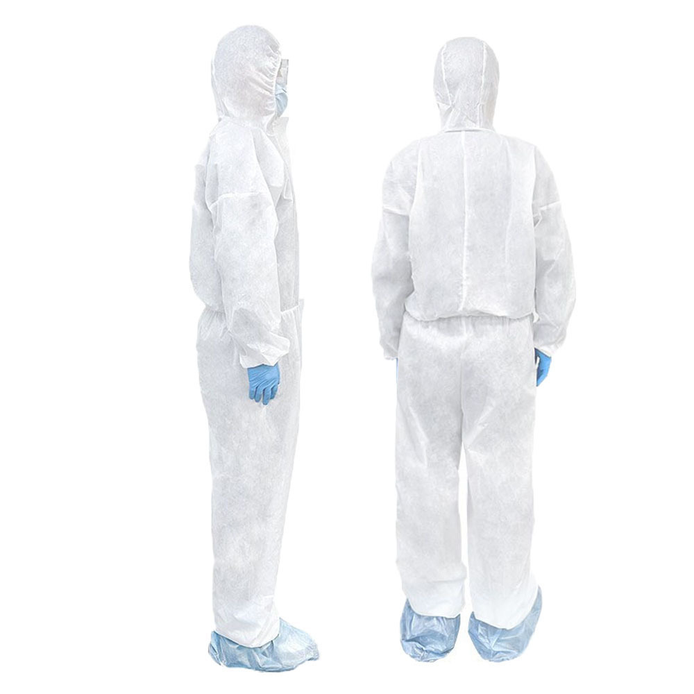 White Nonwoven Type Waterproof Safety Non Woven SMS Microporous Protection PPE Suit Disposable Coverall