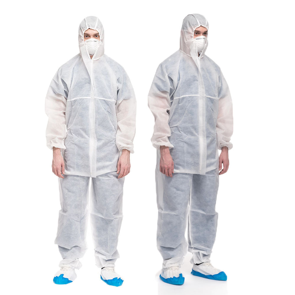 White Nonwoven Type Waterproof Safety Non Woven SMS Microporous Protection PPE Suit Disposable Coverall