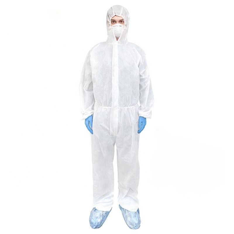 White Nonwoven Type Waterproof Safety Non Woven SMS Microporous Protection PPE Suit Disposable Coverall