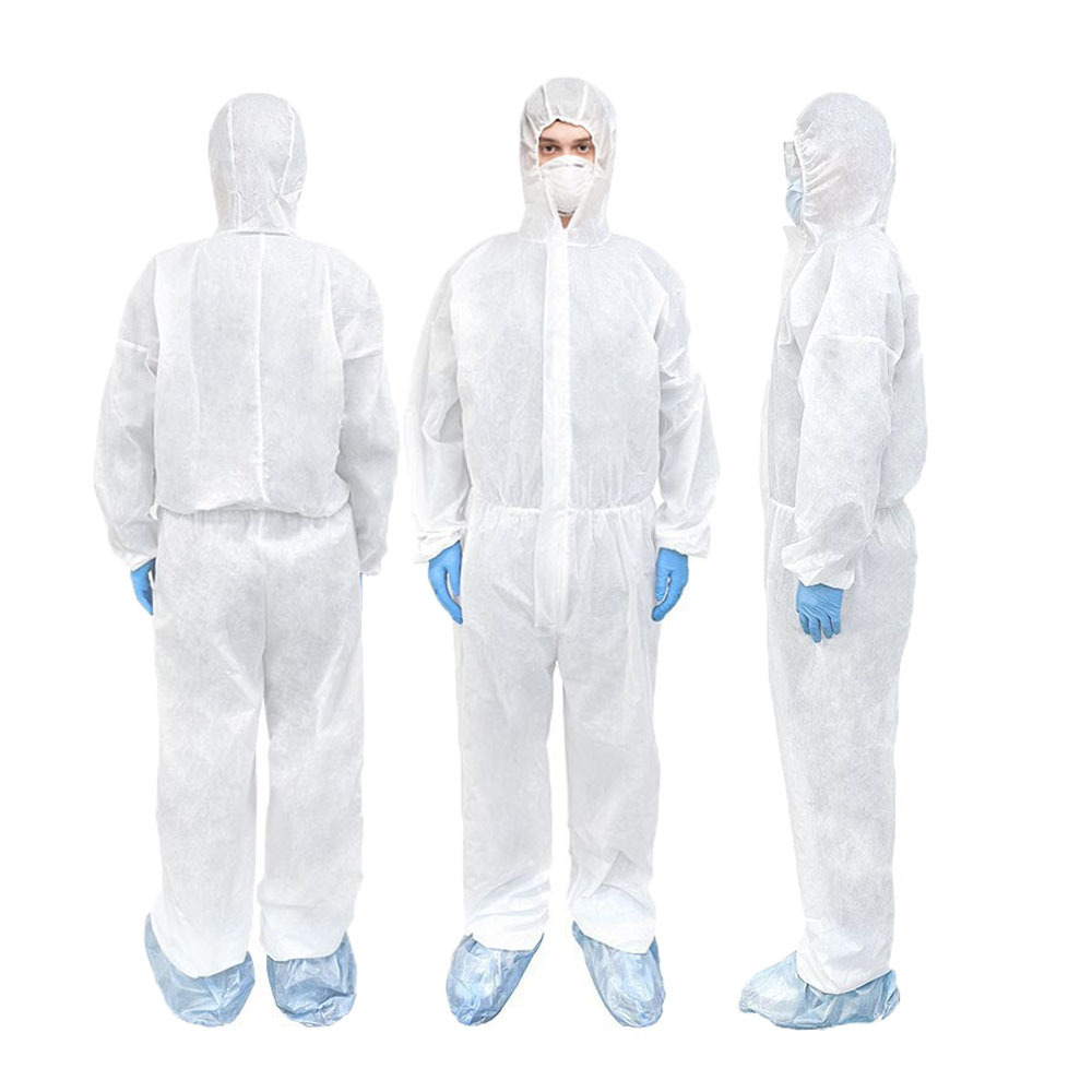 White Nonwoven Type Waterproof Safety Non Woven SMS Microporous Protection PPE Suit Disposable Coverall